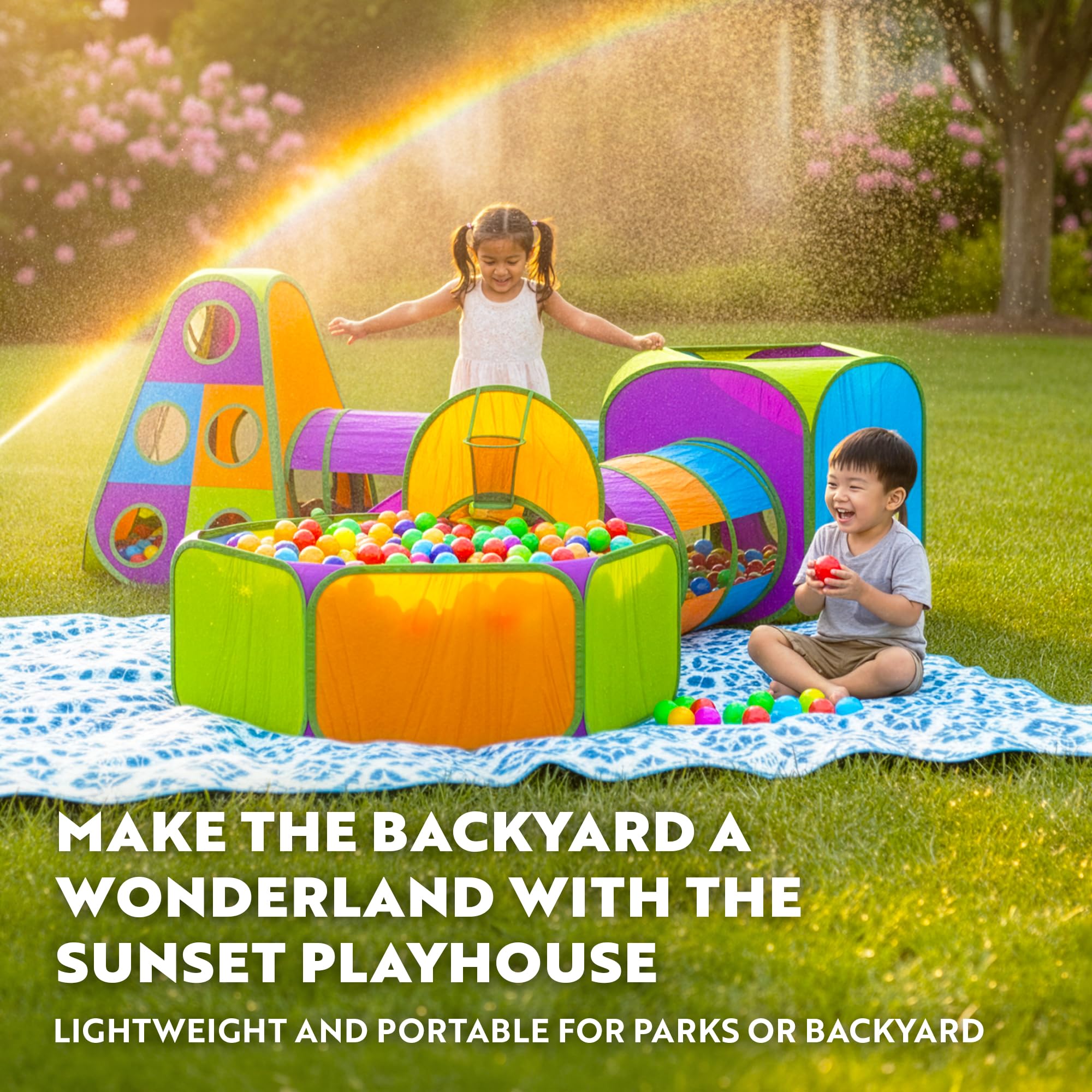 Playz colorful tunnel and ball pit inspires imaginative play