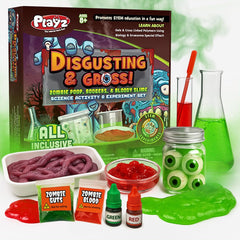 Playz zombie poop kit cover with colorful guide sparking at-home science curiosity.