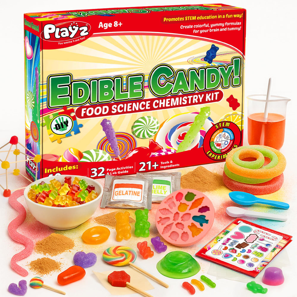 Playz Edible Candy Kit unboxing reveals excitement and a tasty entry into hands-on science.