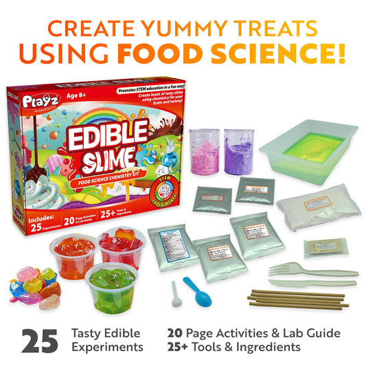 Kids in action using the Playz edible slime candy kit for tasty experiments