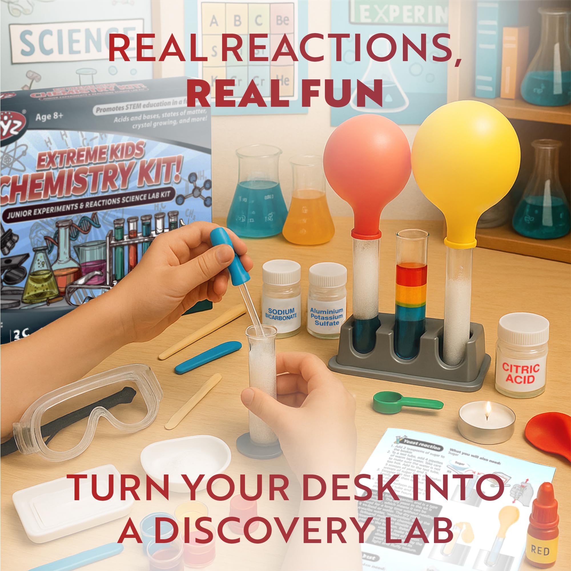 Playz Extreme Chemistry Set density stacks reveal colorful measurement lessons