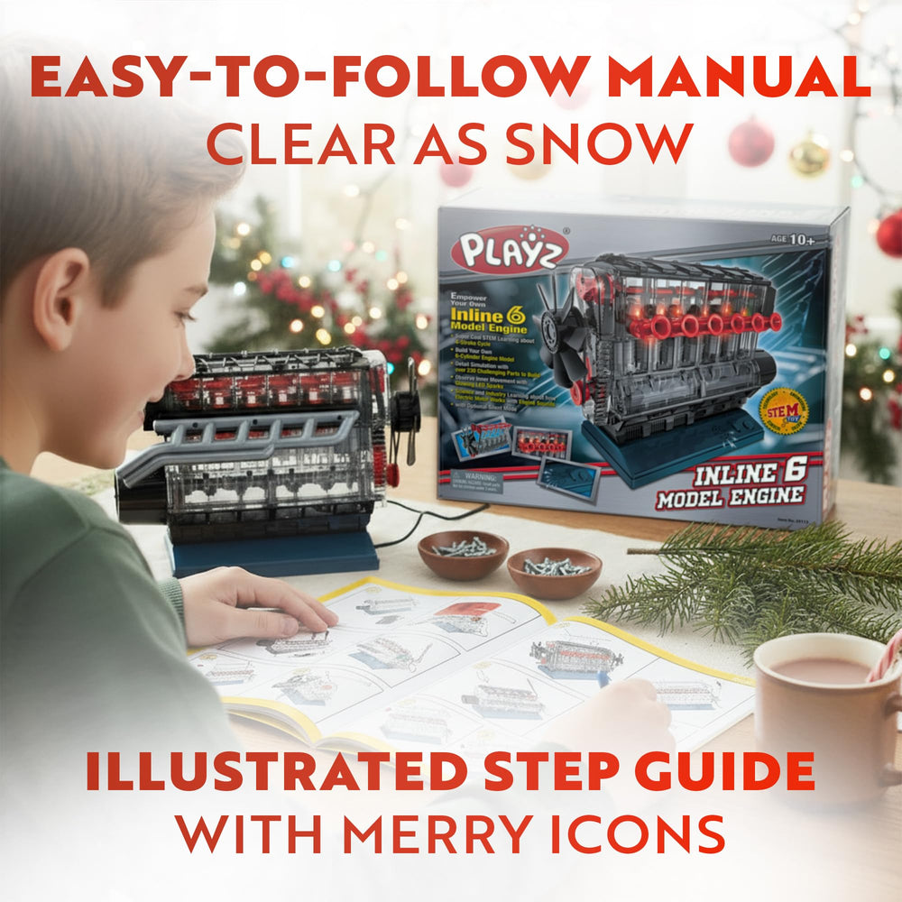 Playz Inline 6 engine model kit with 230 parts enables immersive build sessions