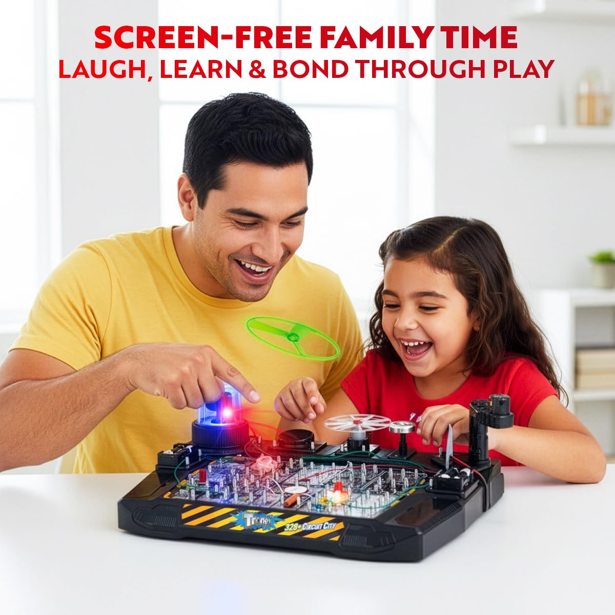Playz kid using wire connectors for hands-on STEM learning.