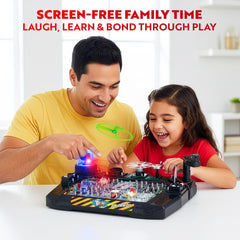 Playz kid using wire connectors for hands-on STEM learning.
