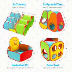 Playz kid tunnels create interactive obstacle paths encouraging movement.