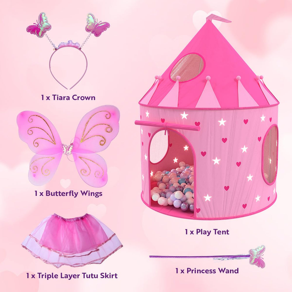 Playz princess castle tent interior space for cozy reading or pretend play