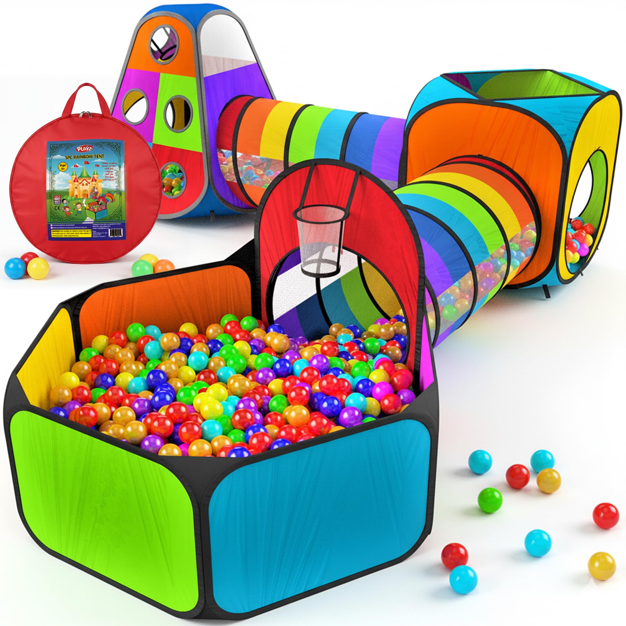 Playz rainbow ball pit tent for indoor or outdoor play, spark imaginative exploration.