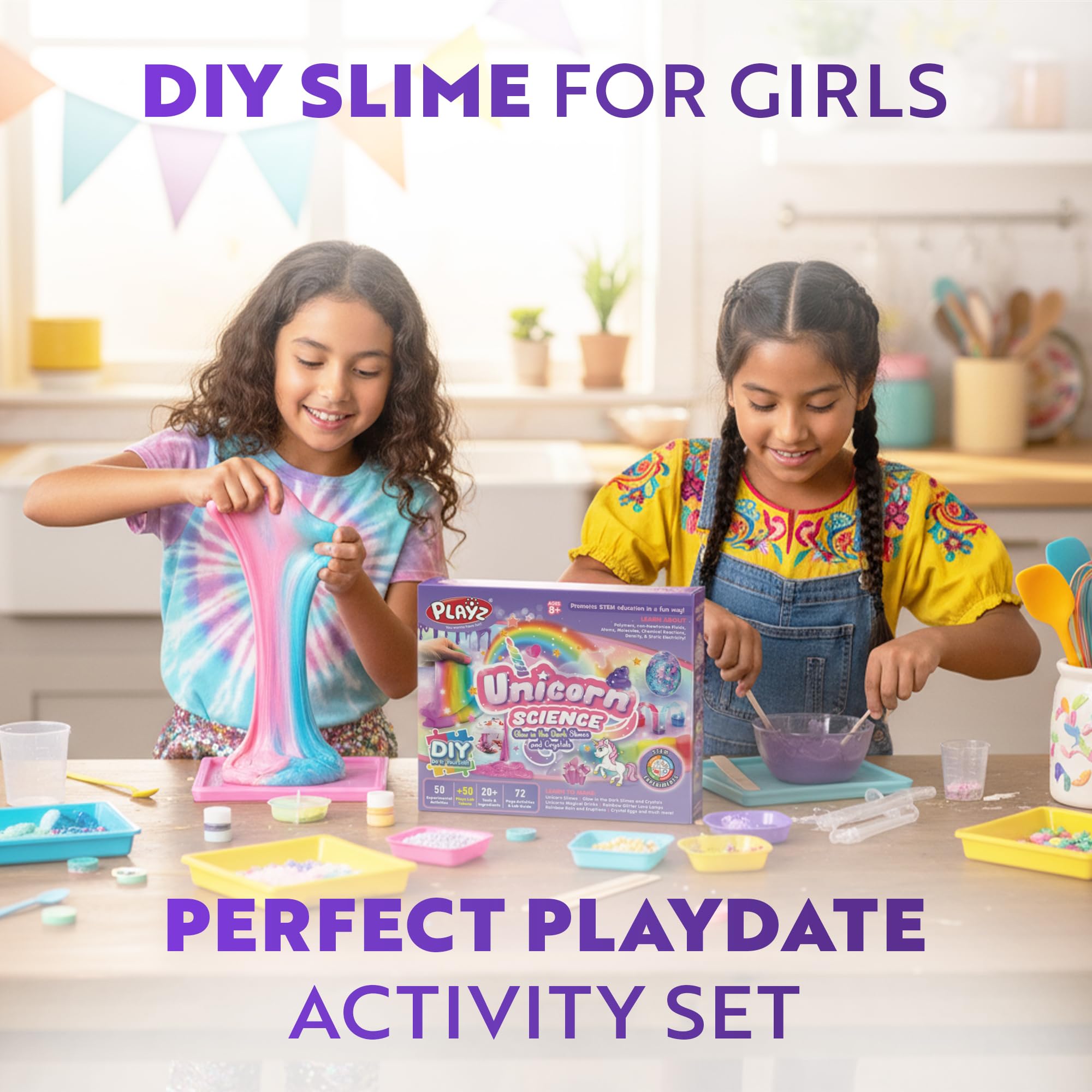 Unicorn snot slime texture demonstration for kids