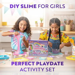 Unicorn snot slime texture demonstration for kids
