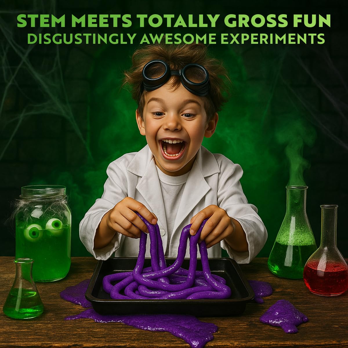 Playz zombie poop experiment tools help kids explore gels and polymers safely.