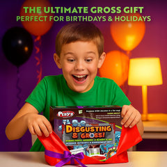 Playz zombie poop package unboxing highlighting 34+ tools and contents.