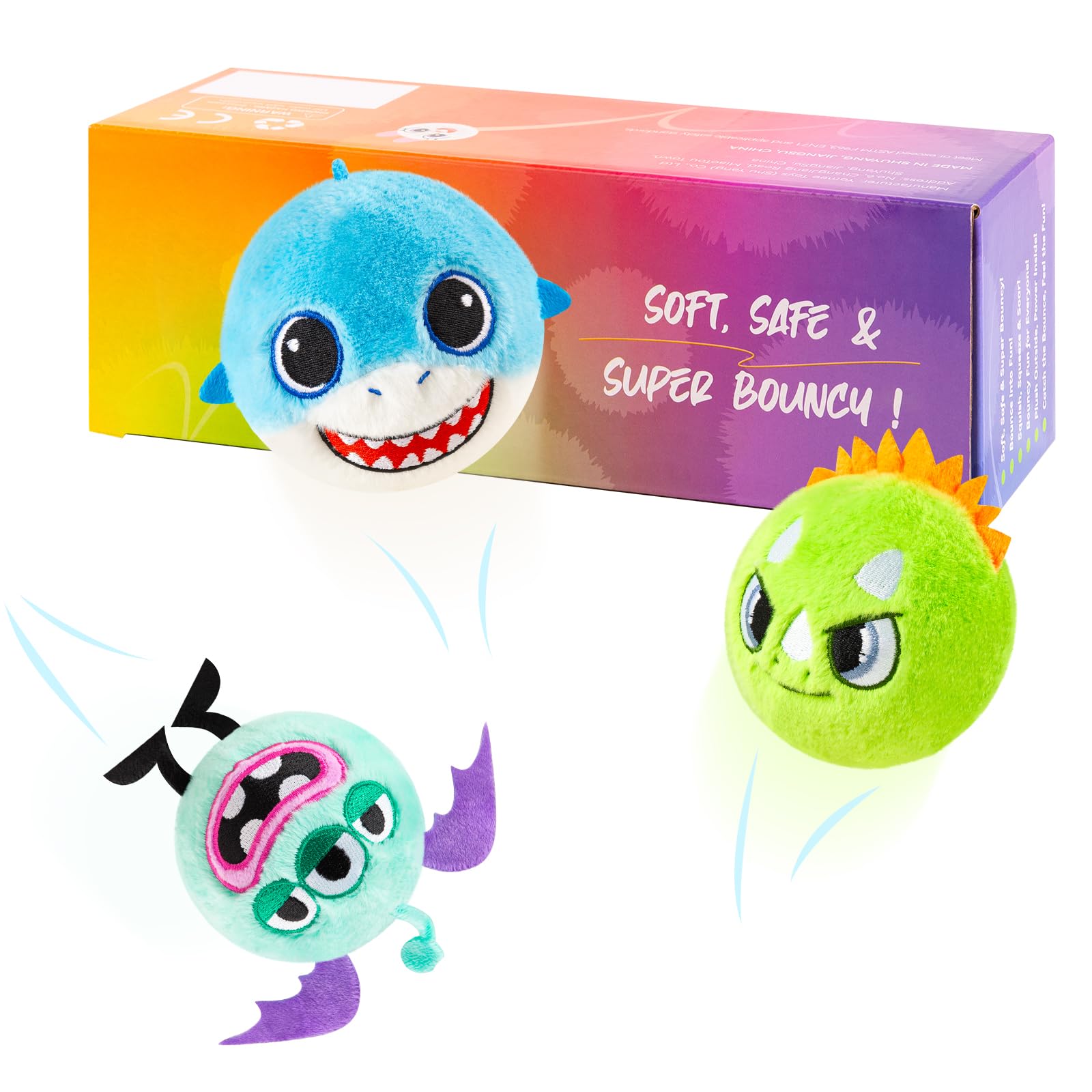 PlayZap bouncy ball plush-cover closeup showcases soft texture for gentle play