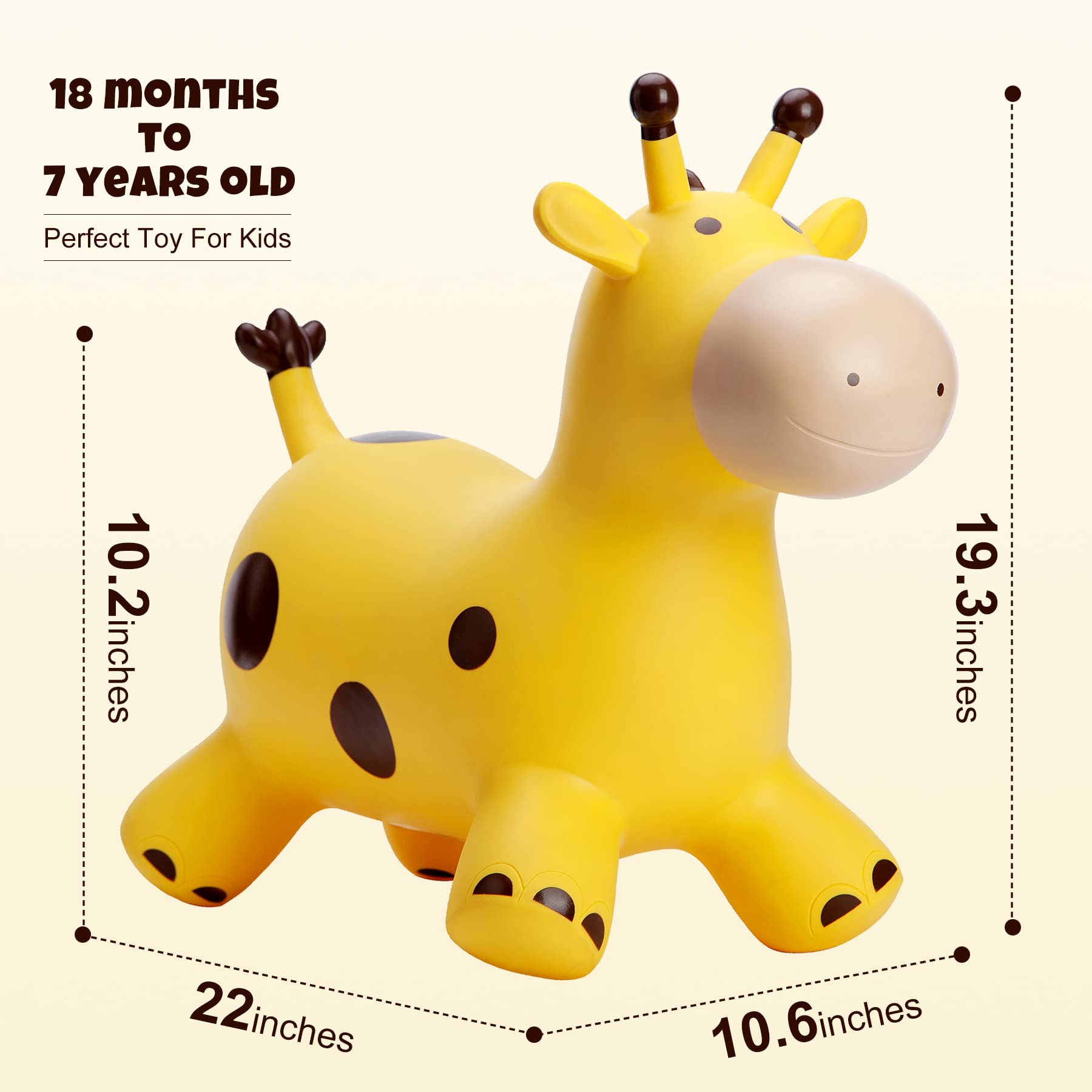 PlayZap Giraffe Bouncy Horse inflated with included pump for quick setup.