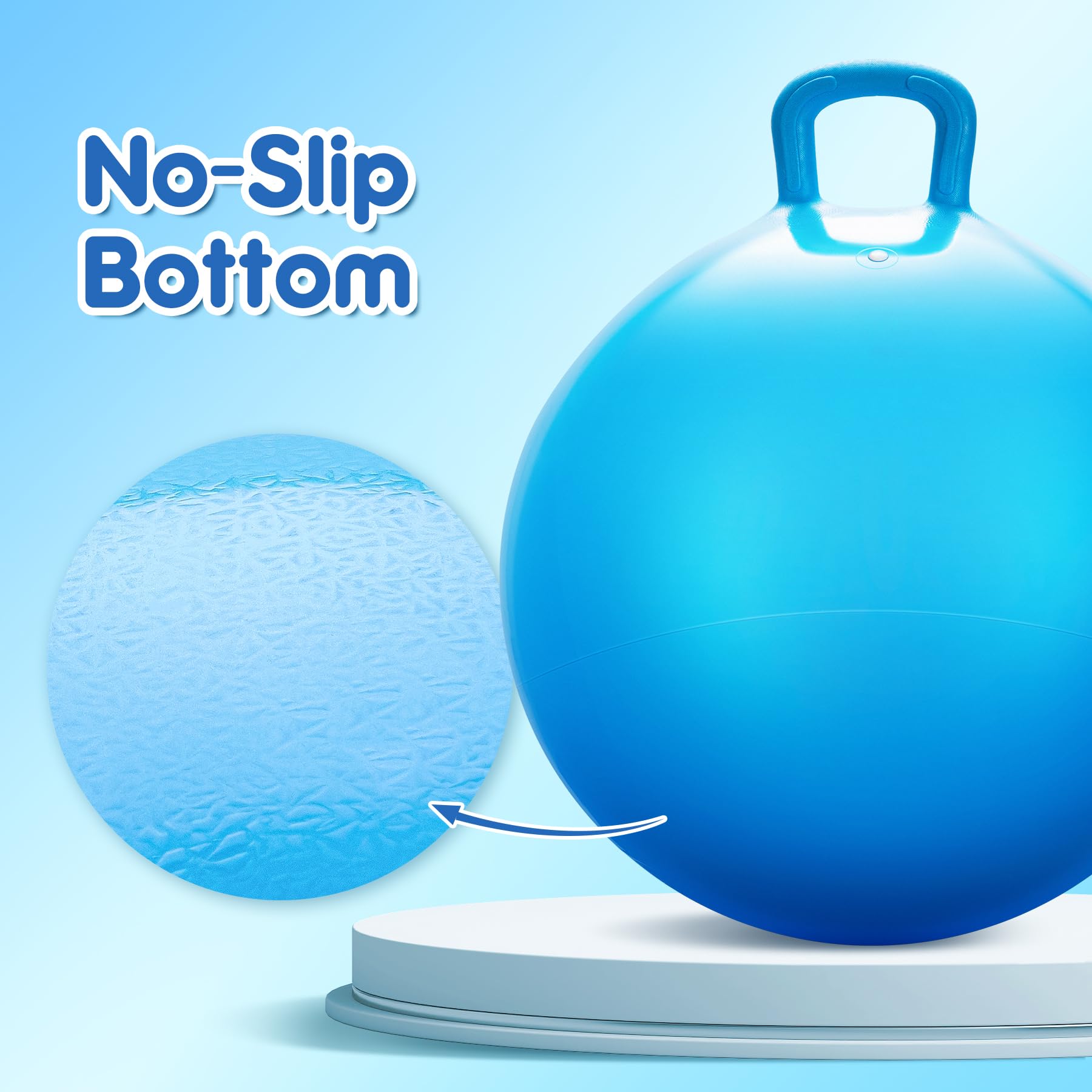 PlayZap hopper ball thickened material for durability during active jumping.