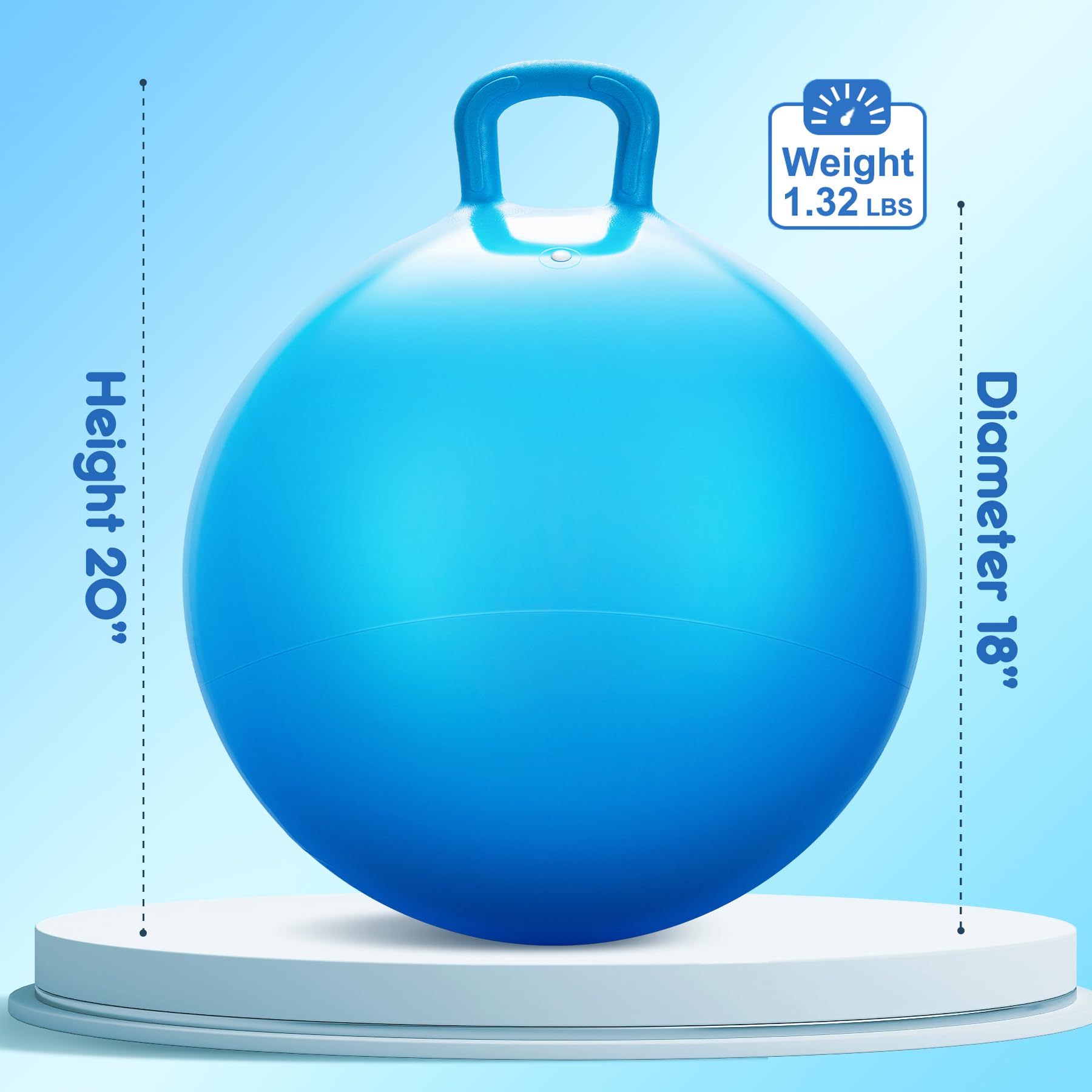 PlayZap eighteen-inch diameter hopper ball ideal for ages 3–8.