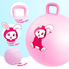 PlayZap hopper ball with handle close-up showing secure grip.