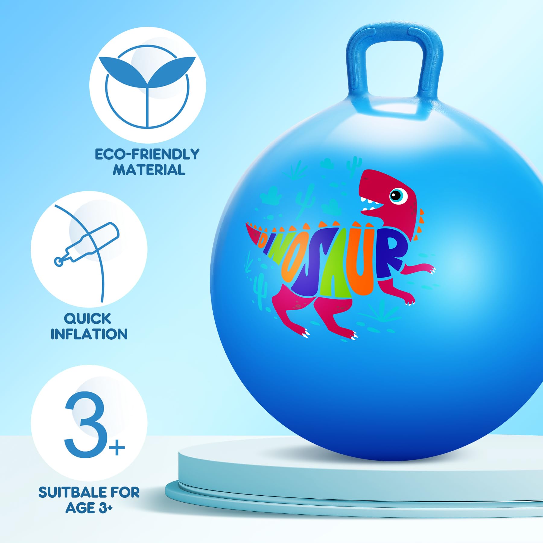 PlayZap hopper ball with handle offers secure grip for steady hopping.