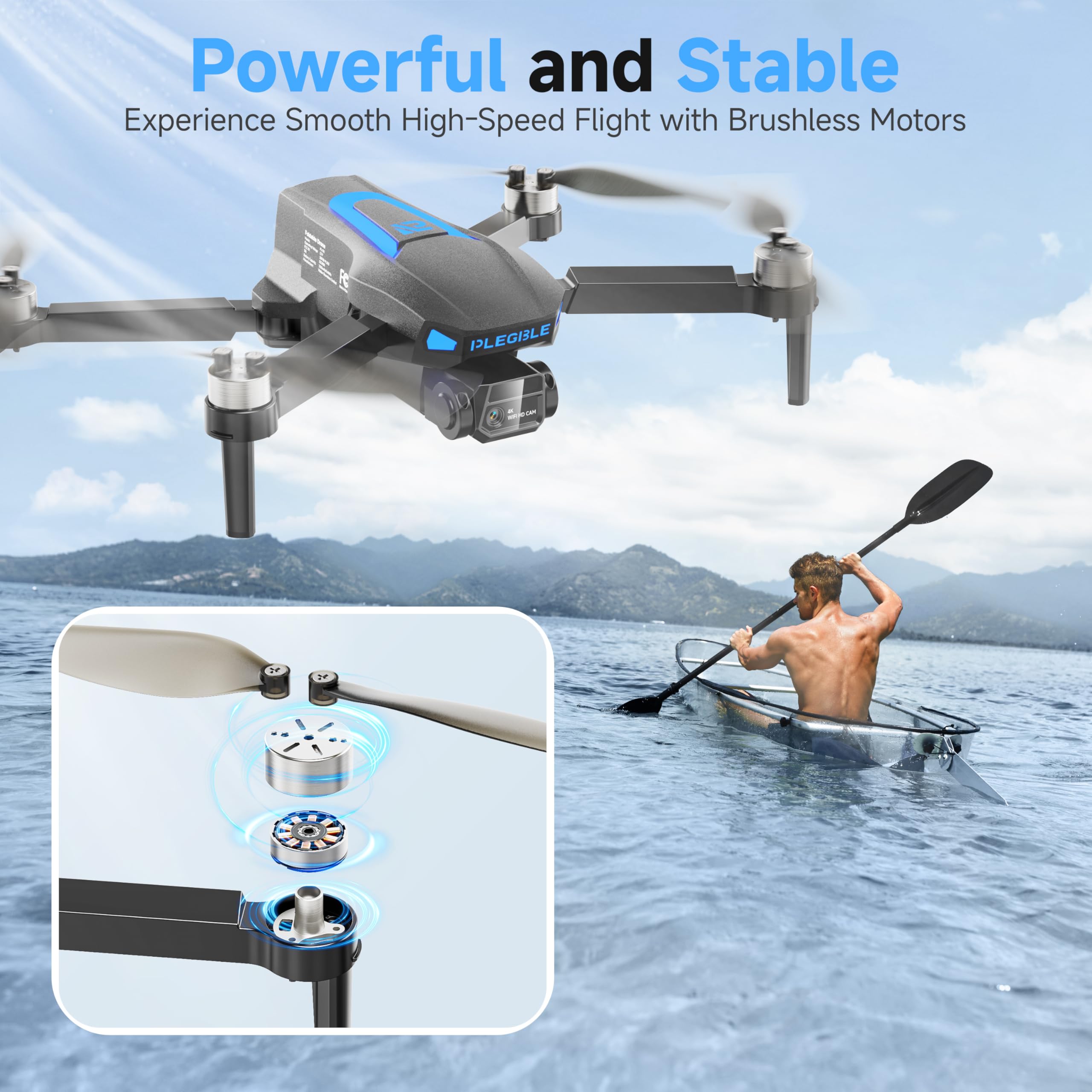 PLEGBLE PL511 three batteries enable longer 45-minute flights.