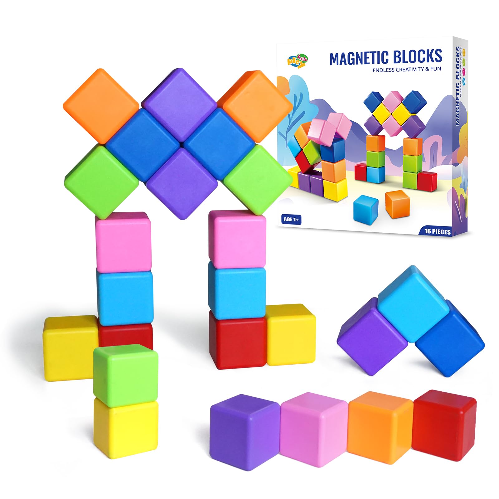 Pleykele large magnetic cubes for toddler-friendly building and easy grasp