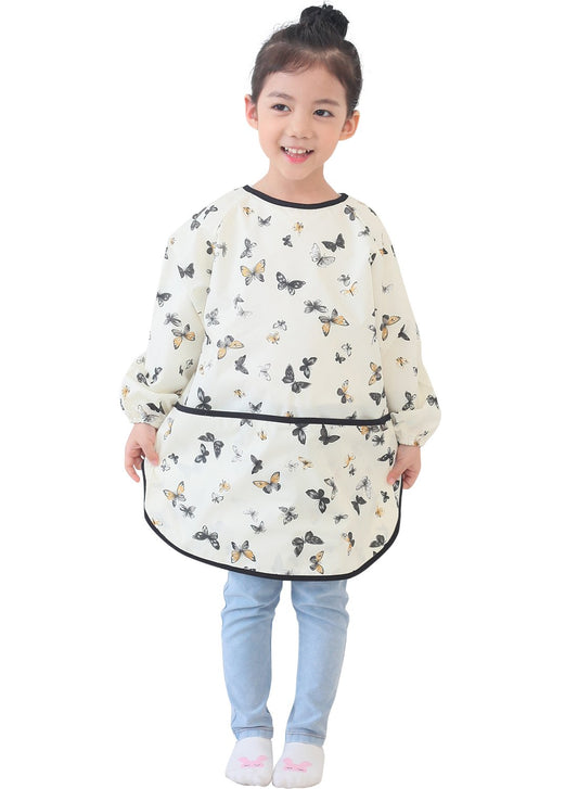 Plie Kids Painting Apron with butterfly print protects clothes during messy crafts