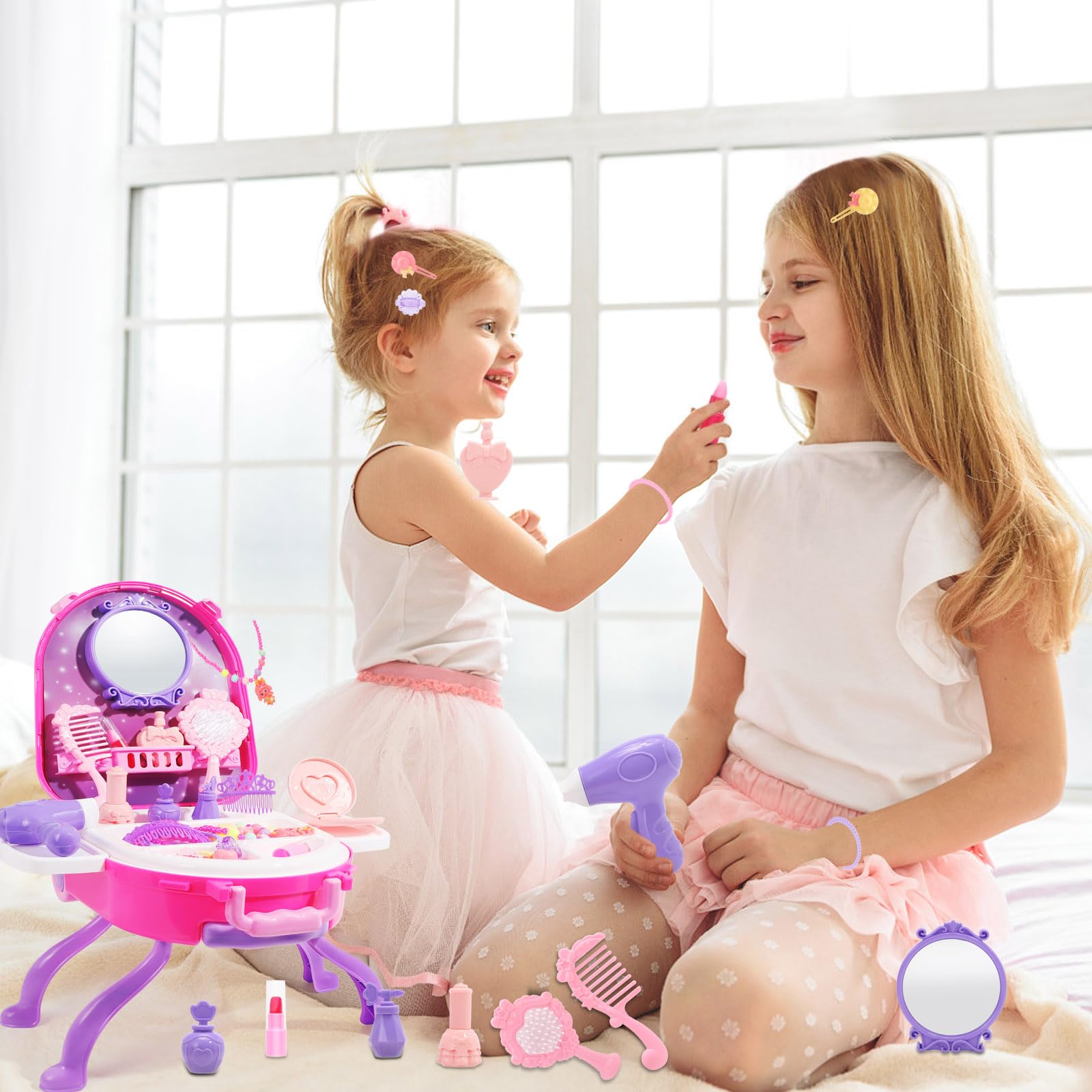 Plintone 40-piece pretend makeup kit for imaginative routines.