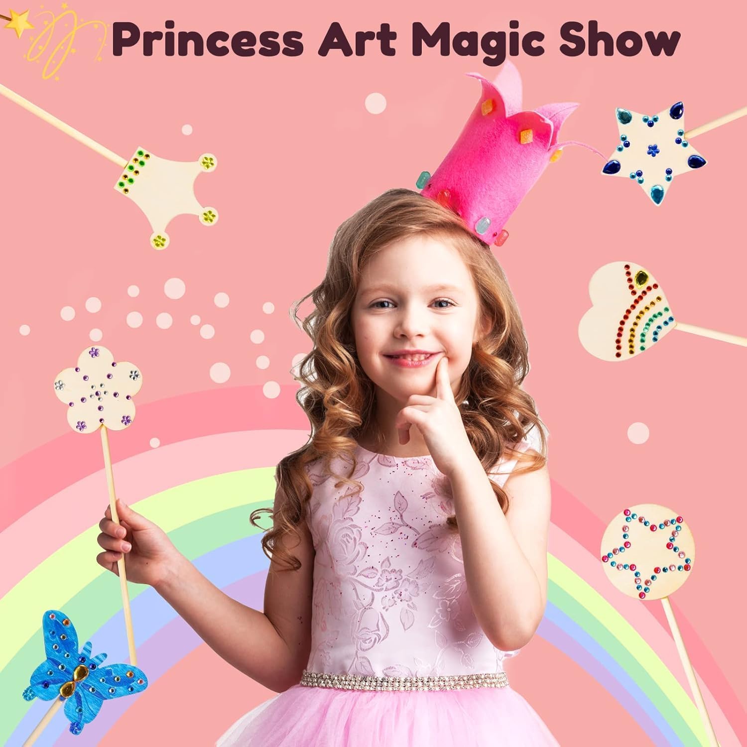 Pllieay Princess Wands Kit diamond stickers add sparkle to DIY princess accessories
