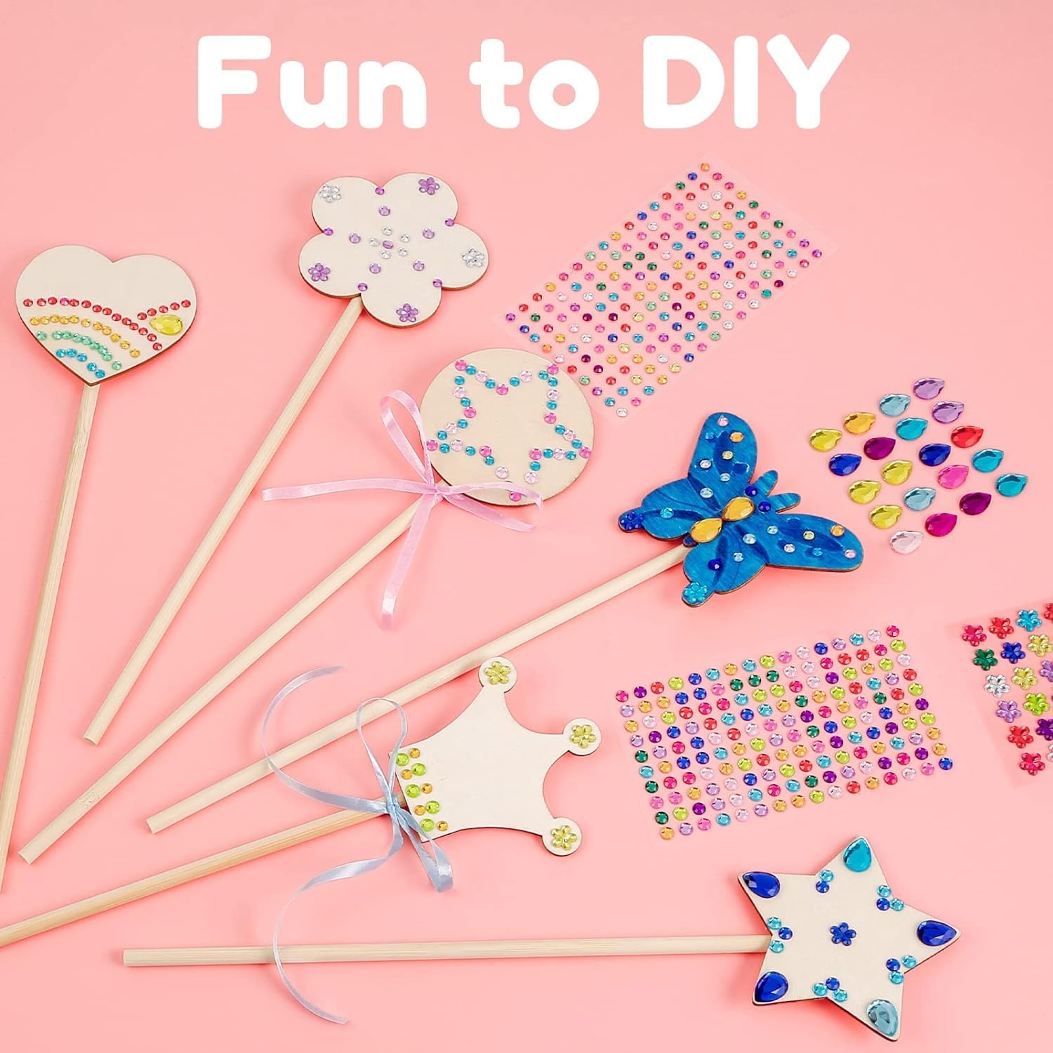 Pllieay Princess Wands Kit varied shapes inspire unique wand designs for kids
