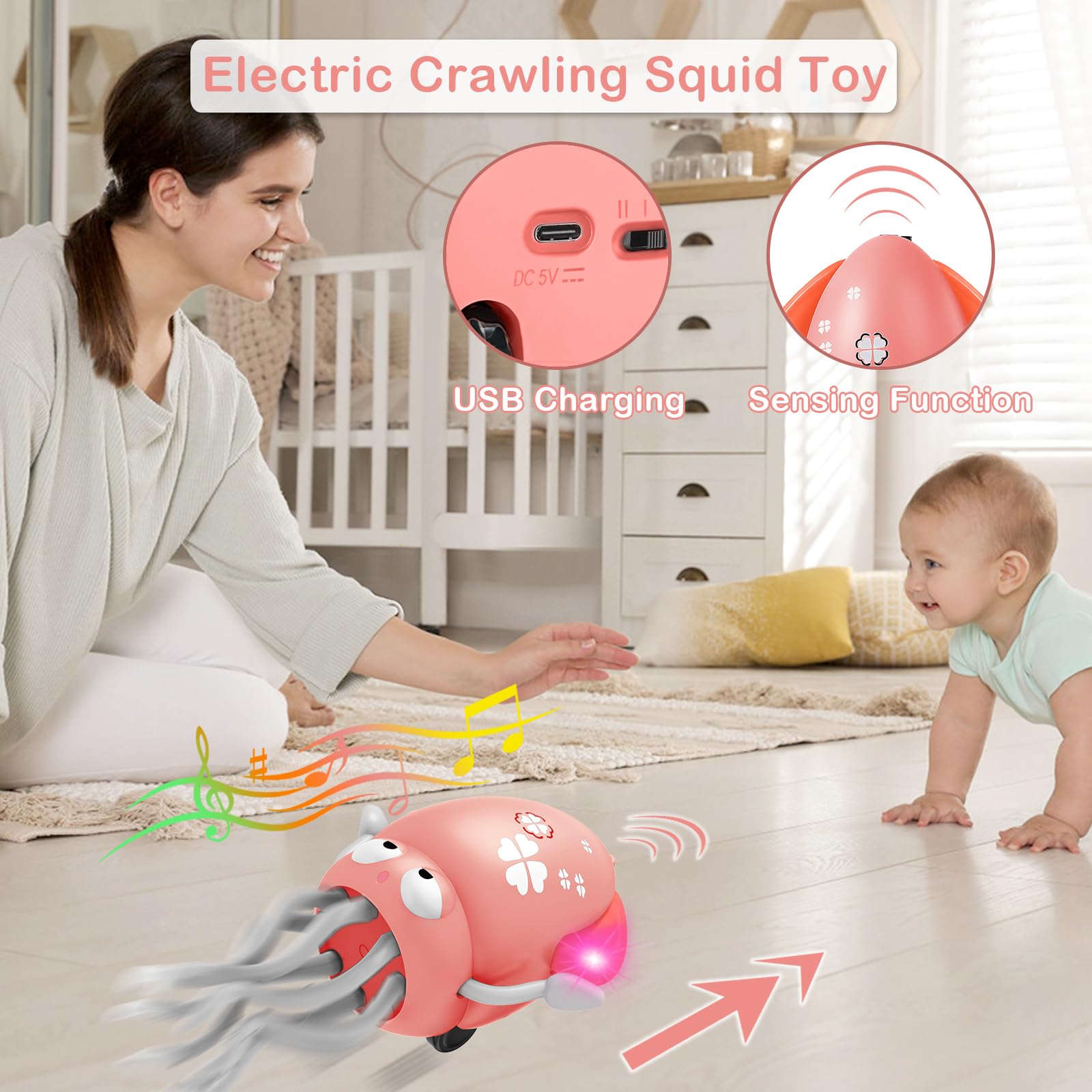 Plnmlls Dancing Octopus Toy music features spark auditory exploration during playtime.