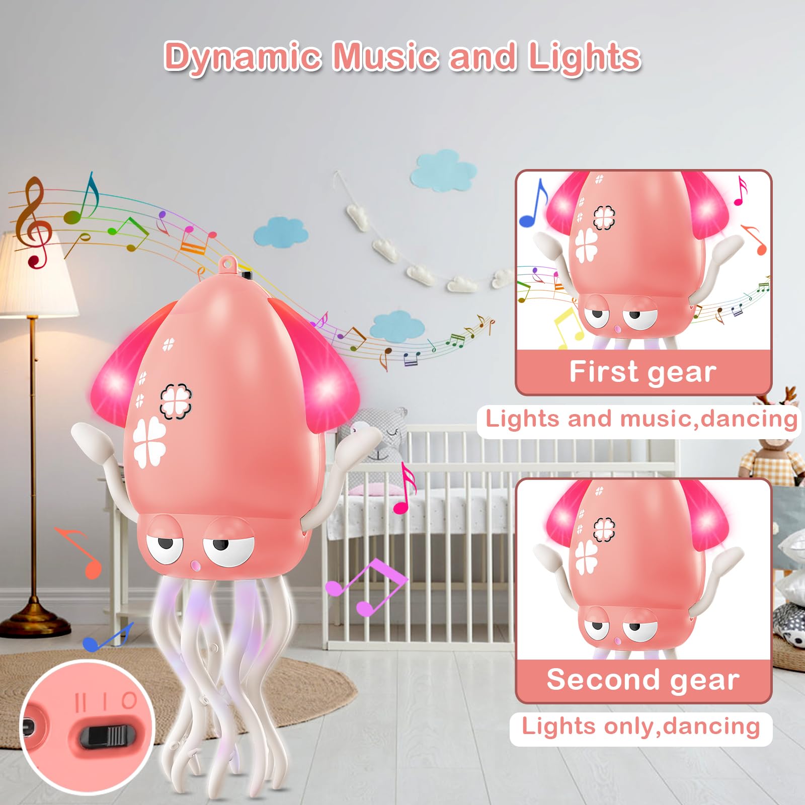 Plnmlls Dancing Octopus Toy tummy-time use promotes neck and back engagement.