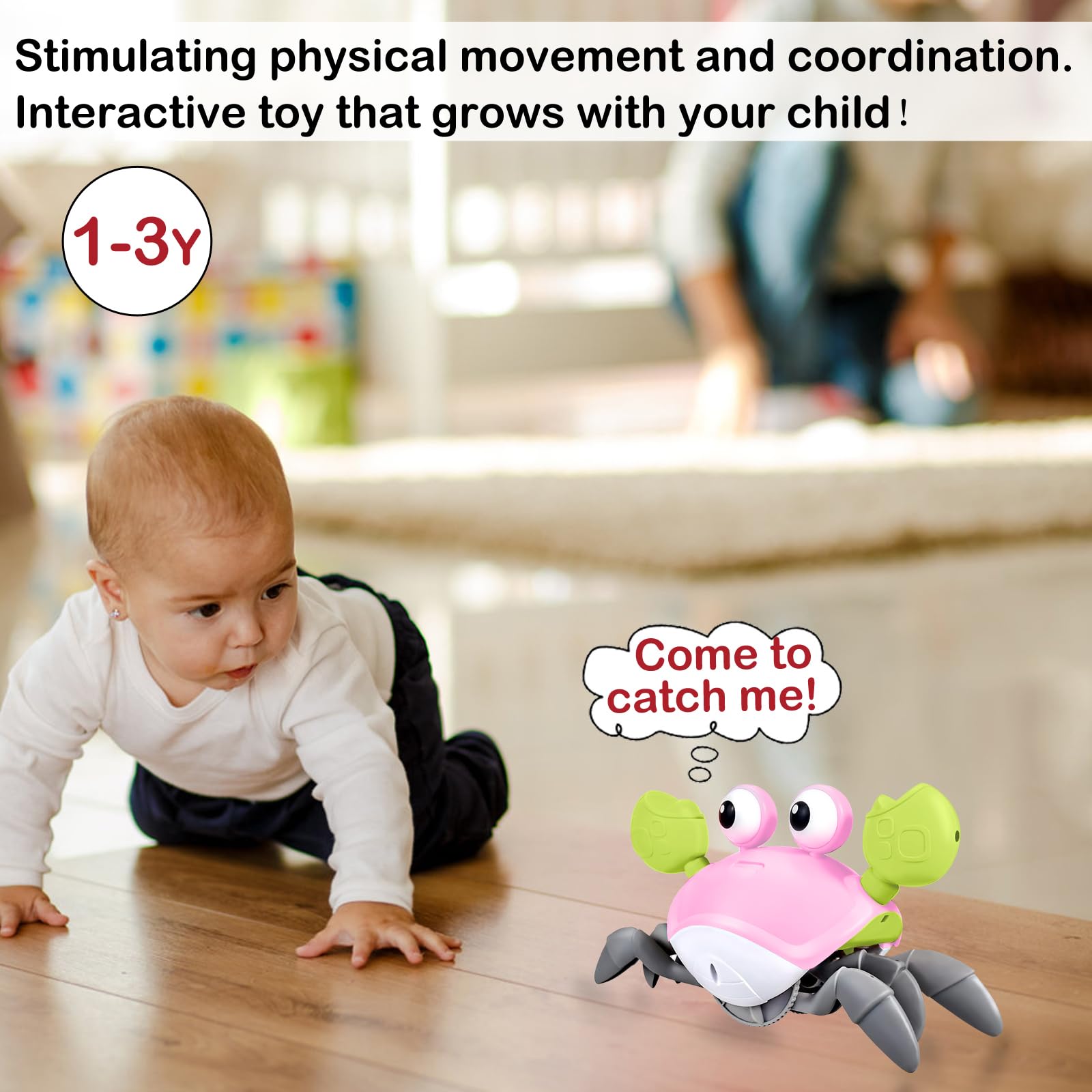 Plnmlls Pink Crawling Crab entertains toddlers and pets alike.