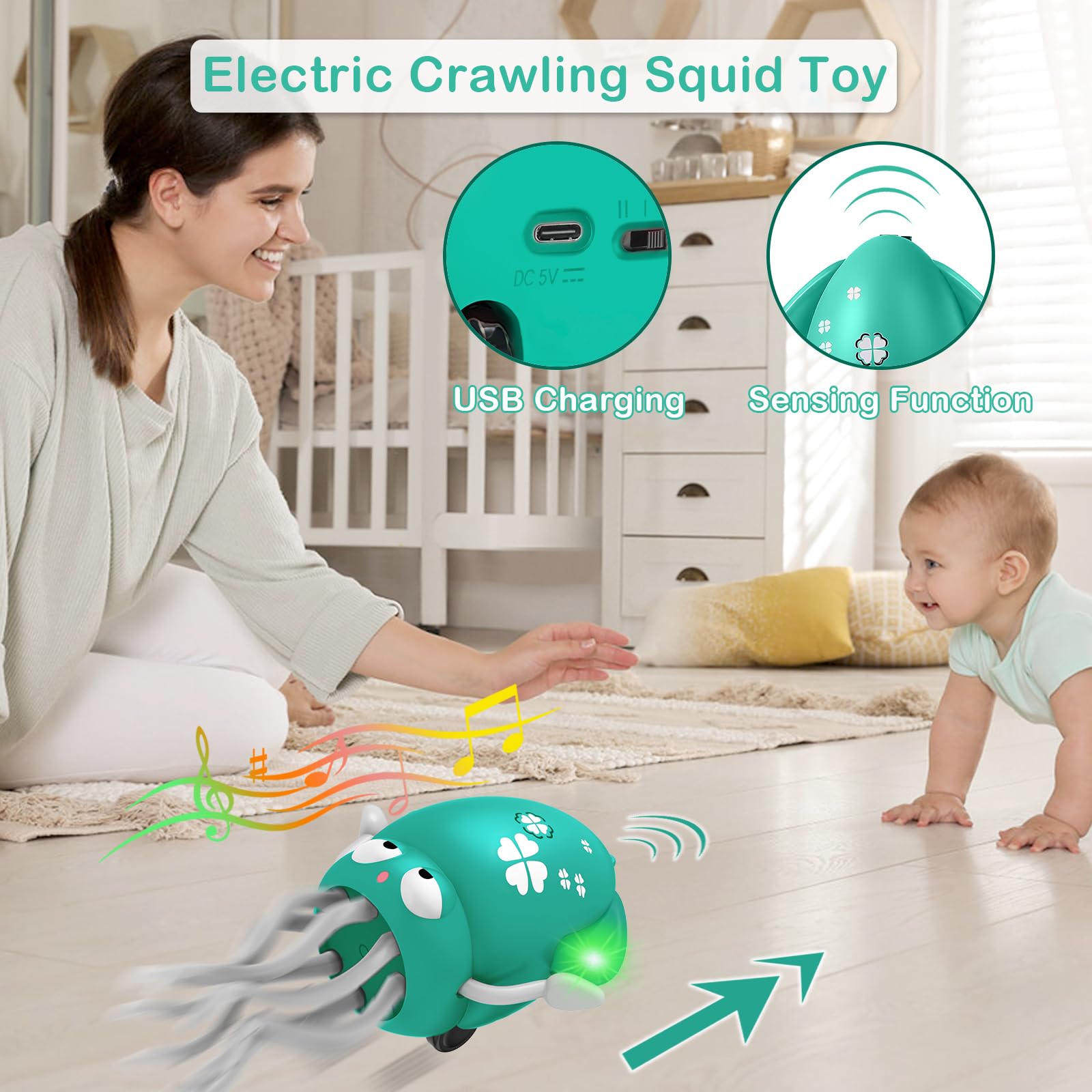 Plnmlls Tummy Time Octopus Toy promoting tummy-time exploration