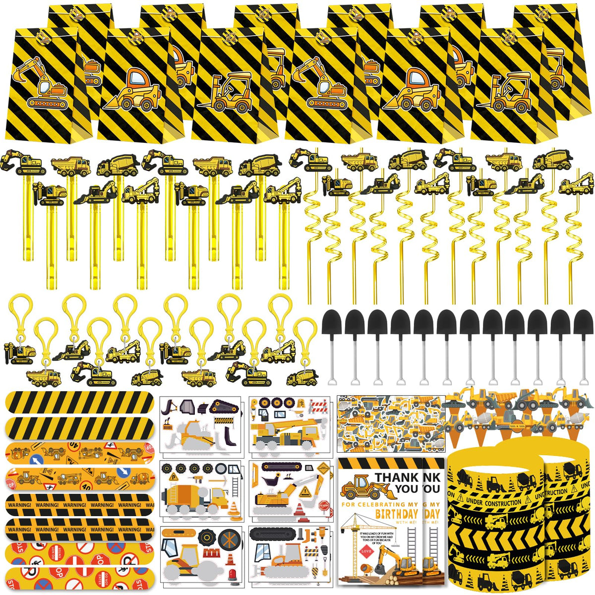 PLOUGVI construction kit shows treat bags ready for easy goody bags.
