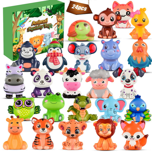 Plougvi 24pcs animal squishy elephant for party favors and sensory play