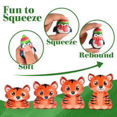Plougvi 24pcs animal squishy tiger great for party bags and tabletop activities