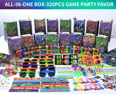 PLOUGVI party glasses from the 320-piece kit for pixel-art themed fun