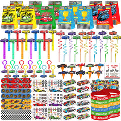 PLOUGVI race car favors pack for a themed birthday celebration.