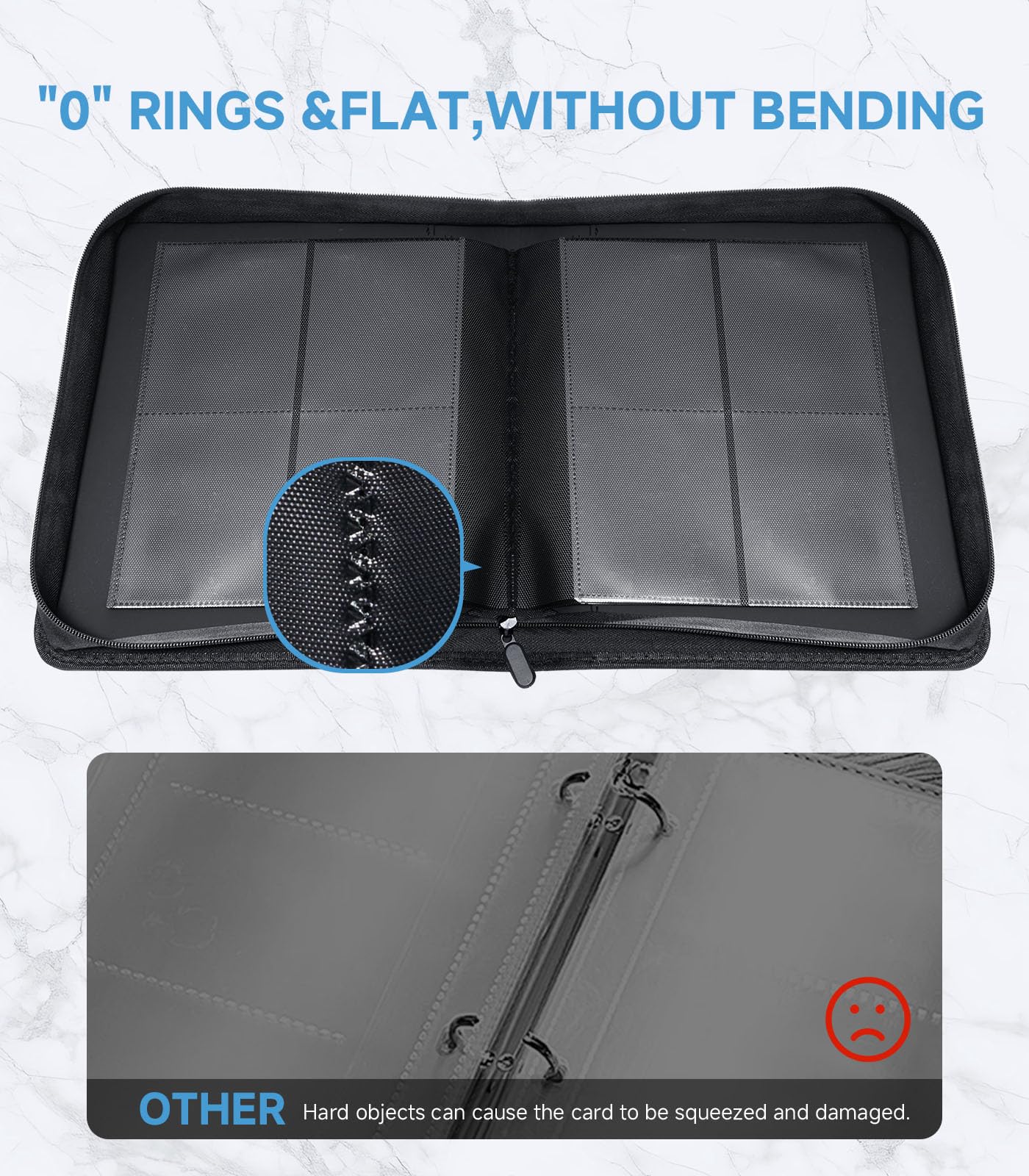 Pluackg Toploader Card Binder side-loading pockets simplify access