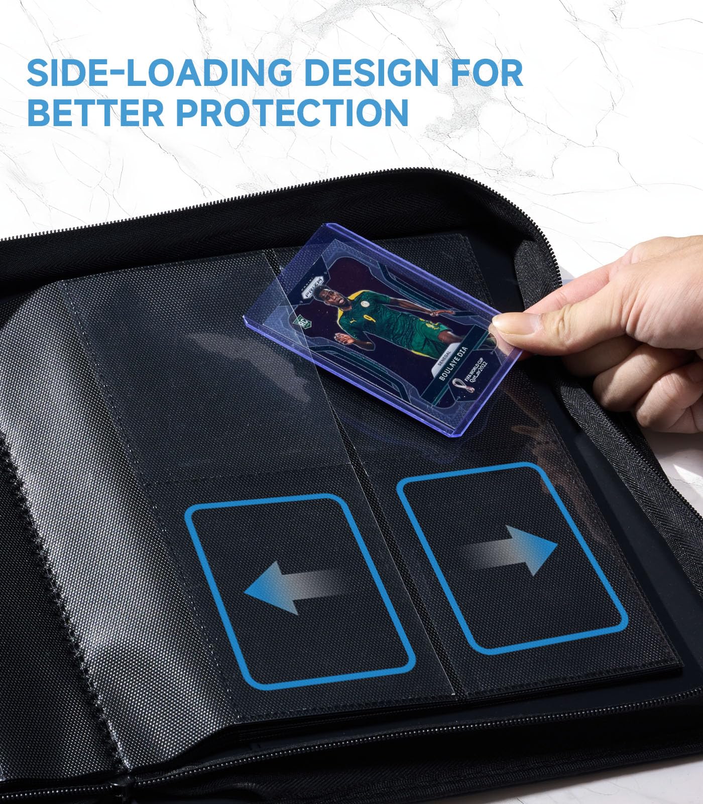 Pluackg Toploader Card Binder suede interior adds luxury feel and gentle card contact