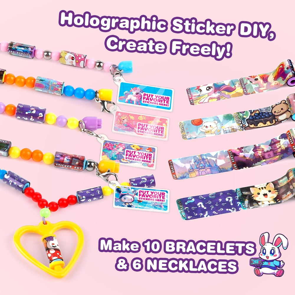 Plunack elastic cords and beads highlighted for easy bracelet and necklace making for kids.