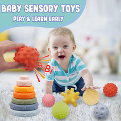 Embossed shapes, animals, and fruits on Plunack blocks for cognitive exploration.