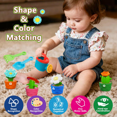 Plunack shovel and rake in action promote sensory play and coordinated movements.
