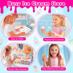 Plunack ice cream shop playset promotes cooperative storytelling and sharing.