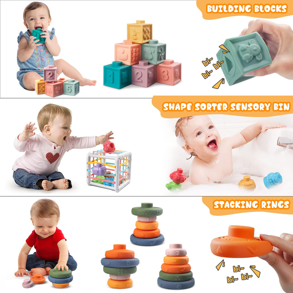 Plunack bath-play blocks that ring softly when shaken during water time