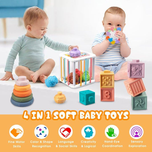 Plunack sensory blocks with varied textures for tactile exploration and color recognition