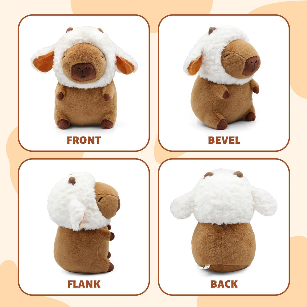 Plupiapio capybara plush wearing panda hat for a cute bedtime buddy