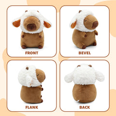 Plupiapio capybara plush wearing panda hat for a cute bedtime buddy