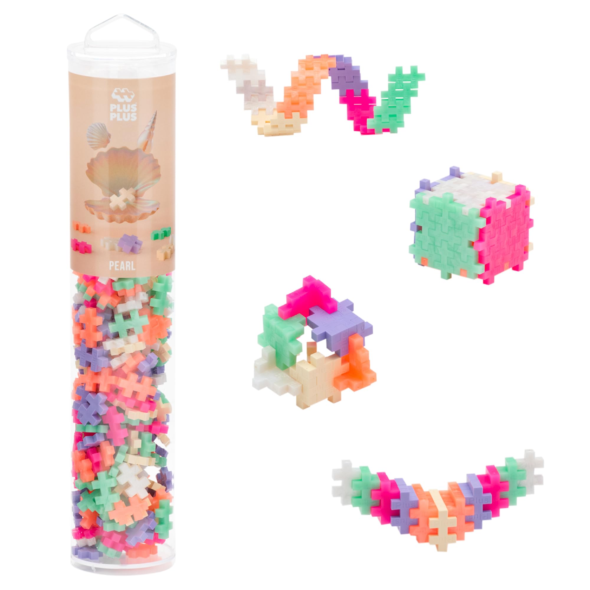 PLUS PLUS 240-piece pearl mix tube for open-ended play