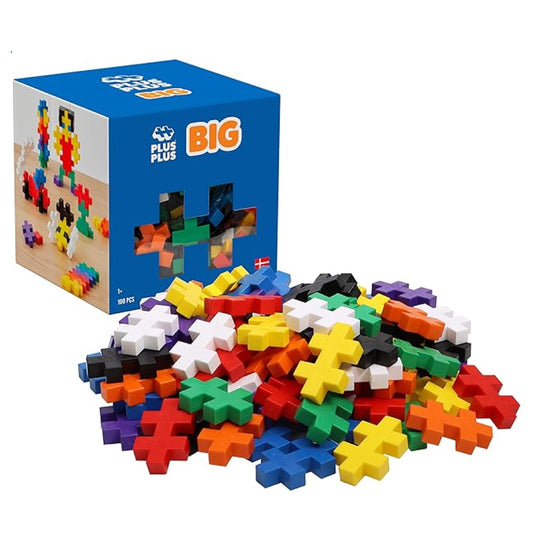 PLUS PLUS BIG open play set with 100 colorful pieces for creative exploration.