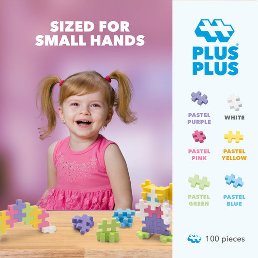 Plus Plus Big pastel bricks connect easily for colorful mosaics and 3D builds.
