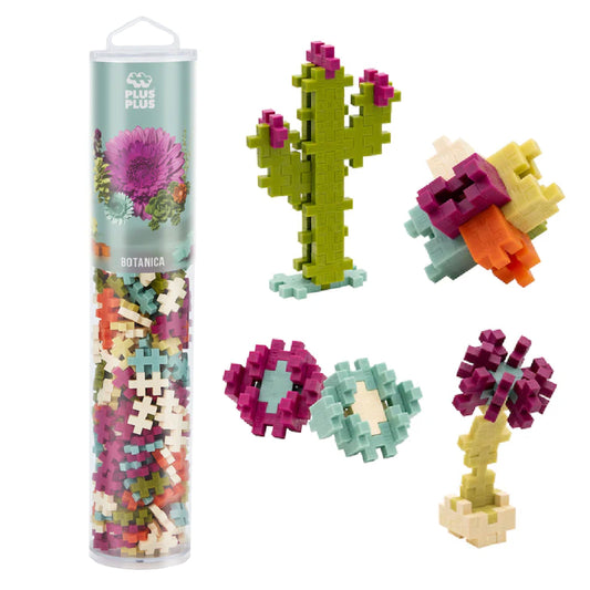 Plus Plus Botanica tube contents show colorful blocks for open-ended play and design exploration.